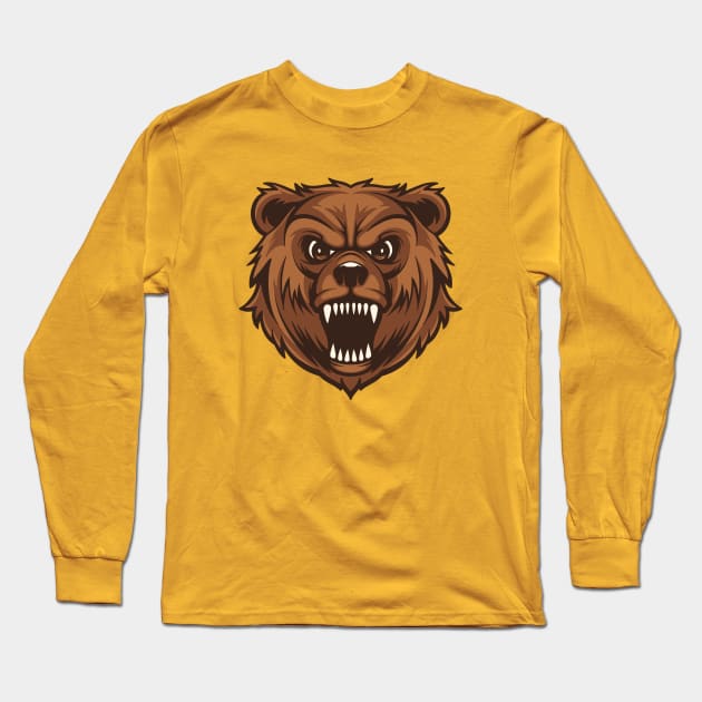 BROWN BEAR HEAD Long Sleeve T-Shirt by yudabento